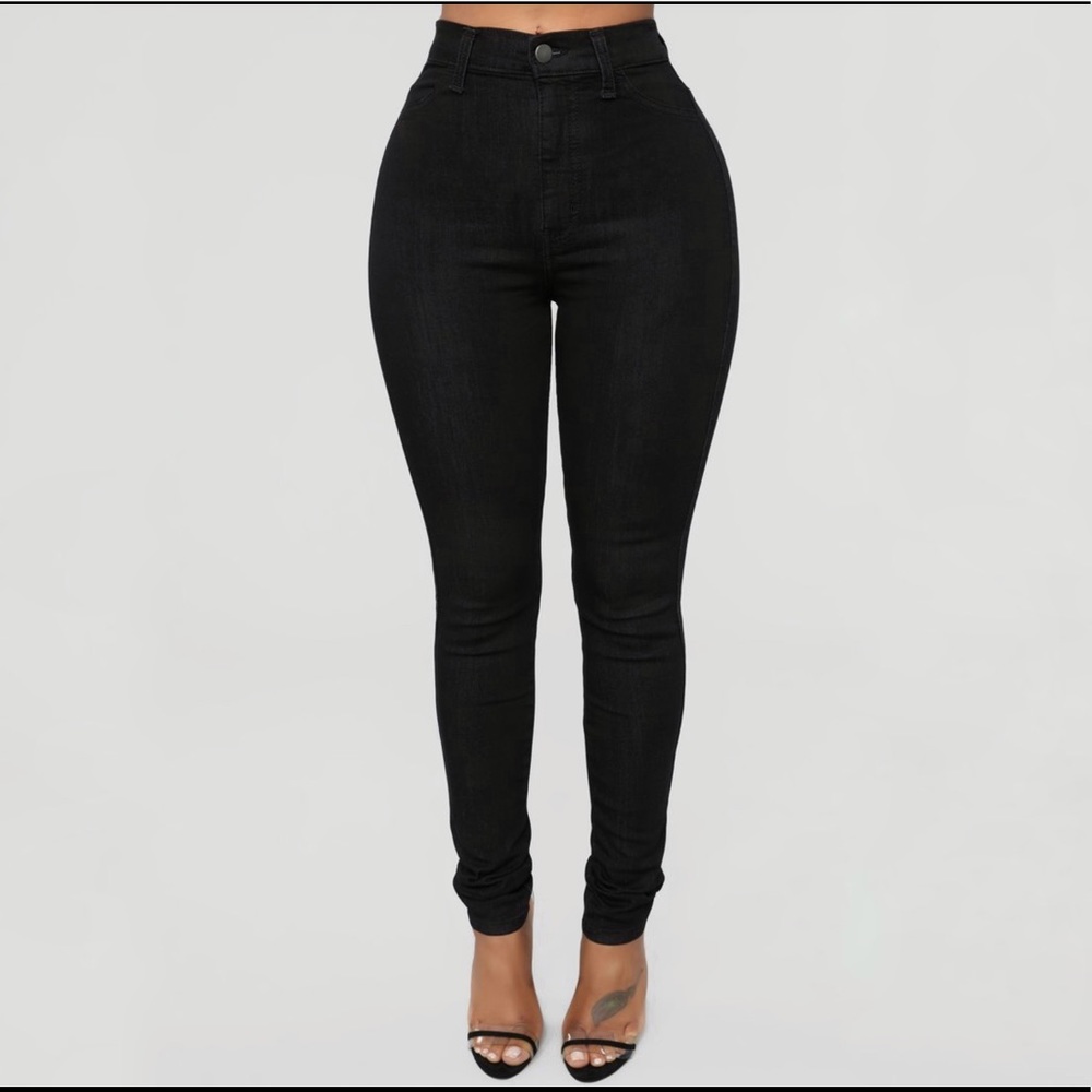 Classic High Waist Skinny Jeans - Black